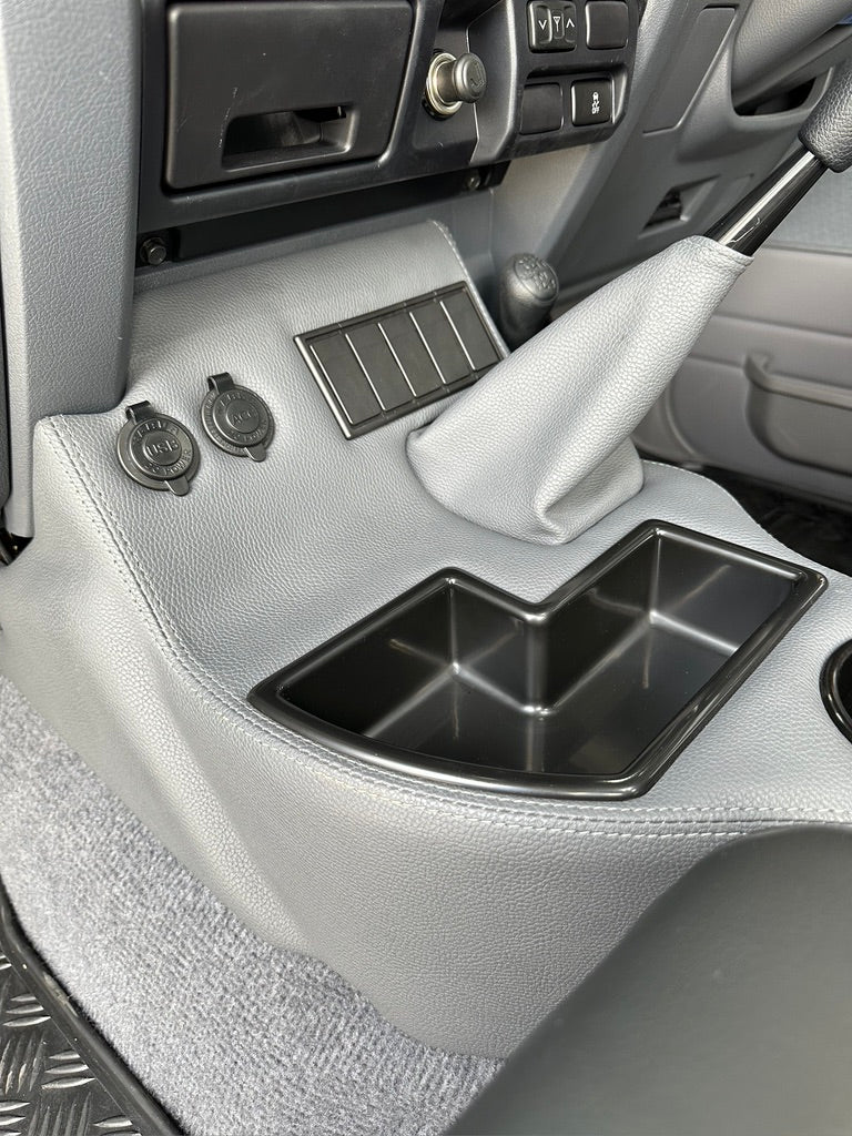 Original Full Length Floor Console with Charging Sockets and (5) Rocker Switch Panel | Steel Dash