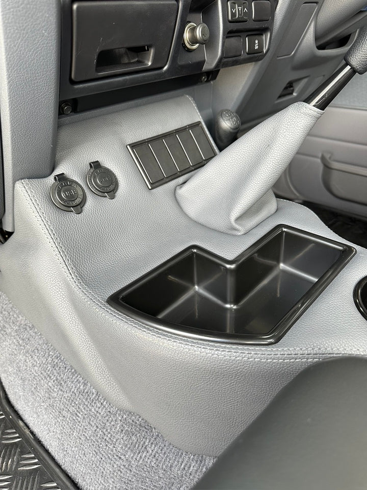 Original Full Length Floor Console with Charging Sockets and (5) Rocker Switch Panel | Steel Dash