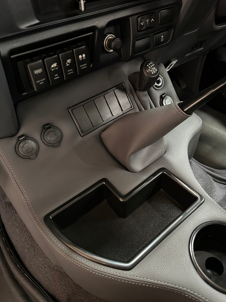 Premium Full Length Console with Charging Sockets & (5) Rocker Switch Panel