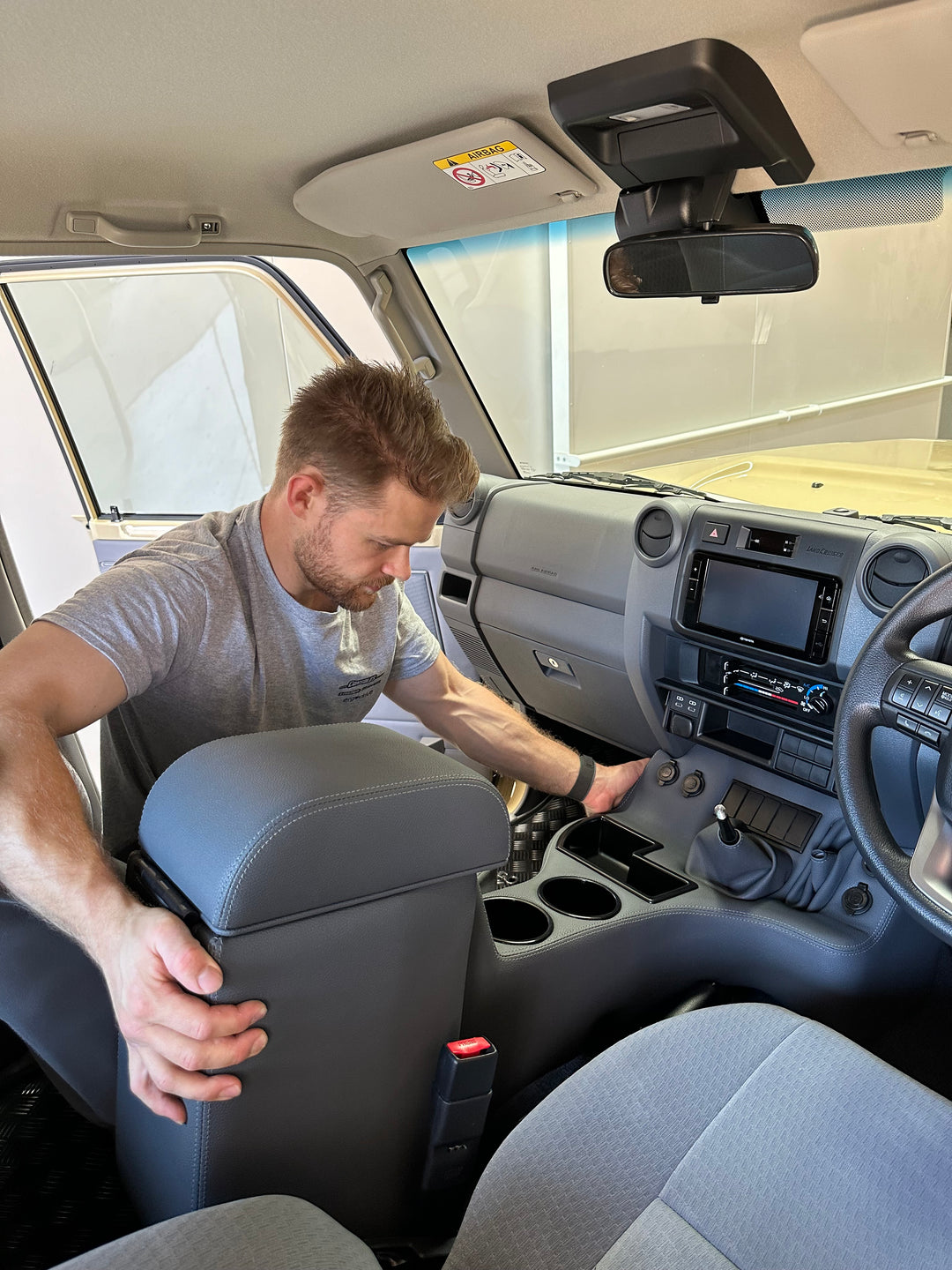 Premium Full Length Console with Charging Sockets & (5) Rocker Switch Panel