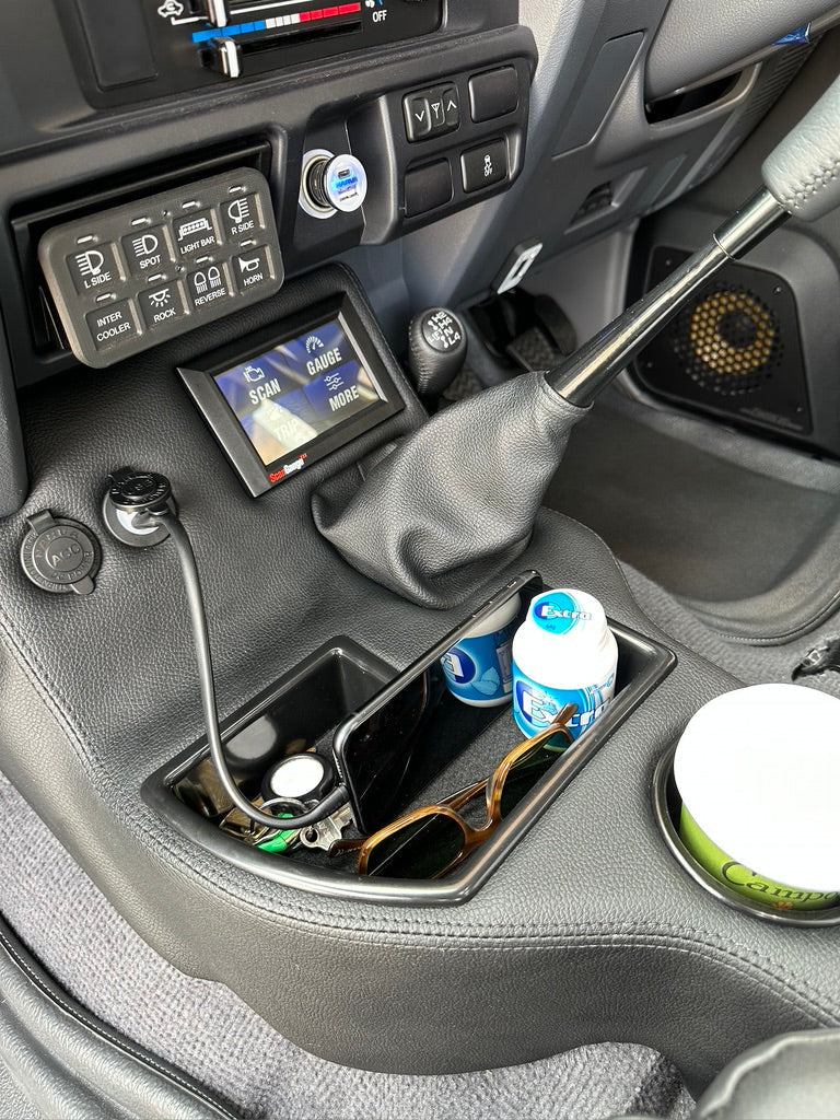 Original Full Length Floor Console with Charging Sockets and Scan Gauge III | TroopCarrier