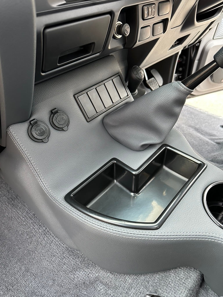 Original Full Length Floor Console with Charging Sockets and (5) Rocker Switch Panel | Steel Dash