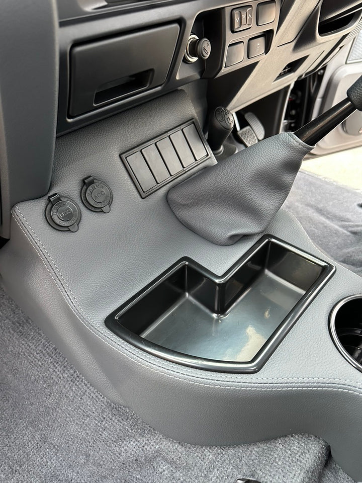 Original Full Length Floor Console with Charging Sockets and (5) Rocker Switch Panel | Steel Dash