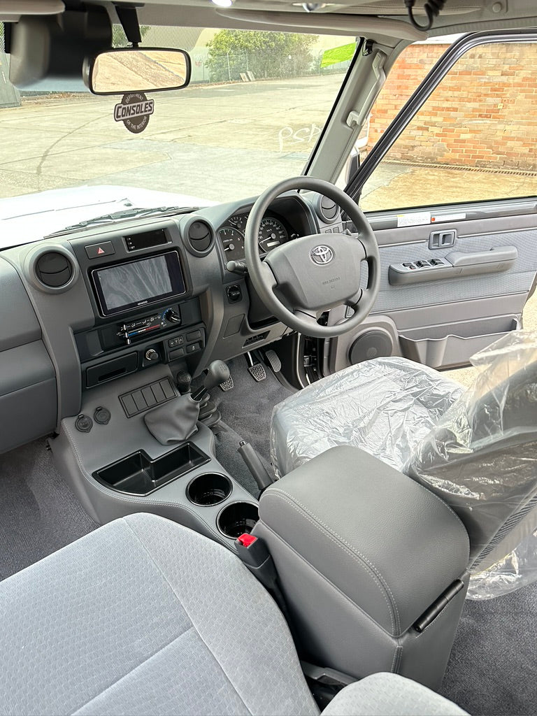 Original Full Length Floor Console with Charging Sockets and (5) Rocker Switch Panel | Steel Dash