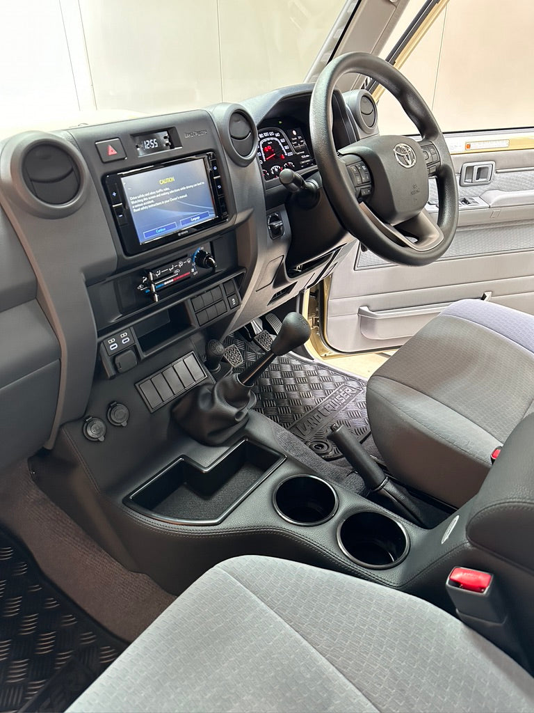 Original Full Length Floor Console with Charging Sockets and (5) Rocker Switch Panel | Steel Dash