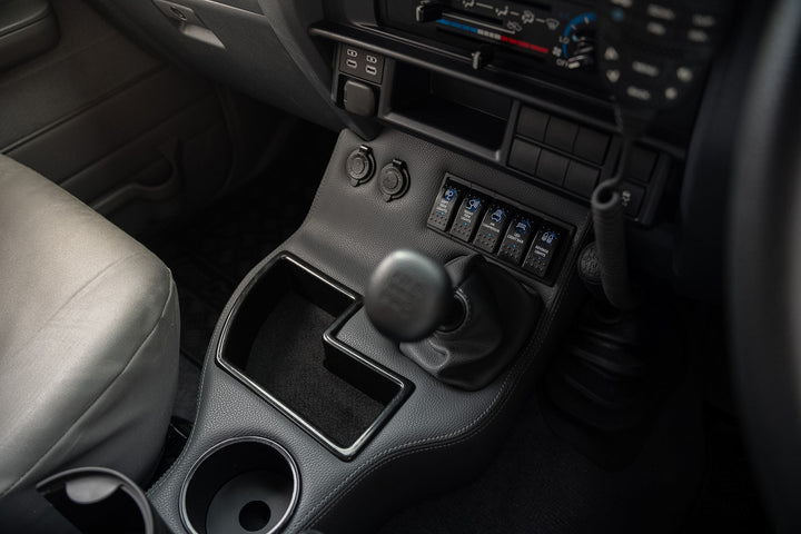 Original Full Length Floor Console with Charging Sockets and (5) Rocker Switch Panel | TroopCarrier