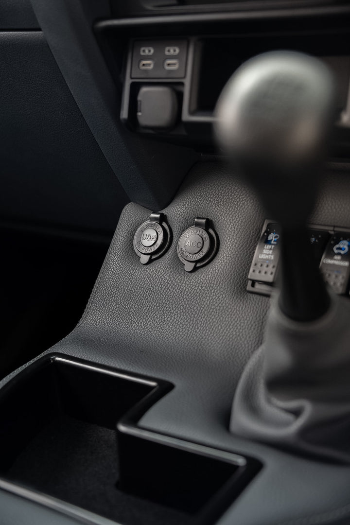 Original Full Length Floor Console with Charging Sockets and (5) Rocker Switch Panel | TroopCarrier