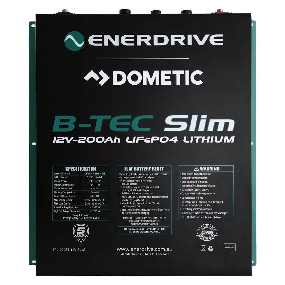 B‑TEC 12 V 200 Ah Slimline Lithium Battery