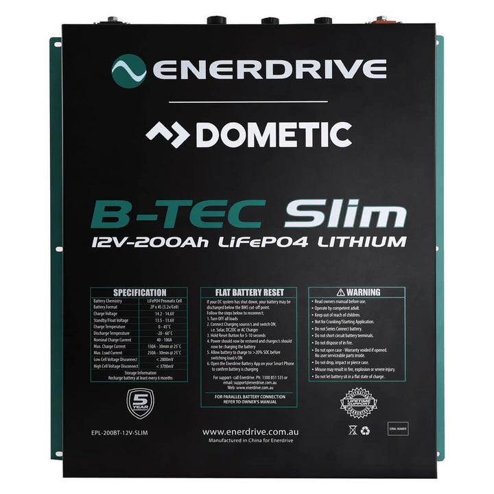 B‑TEC 12 V 200 Ah Slimline Lithium Battery