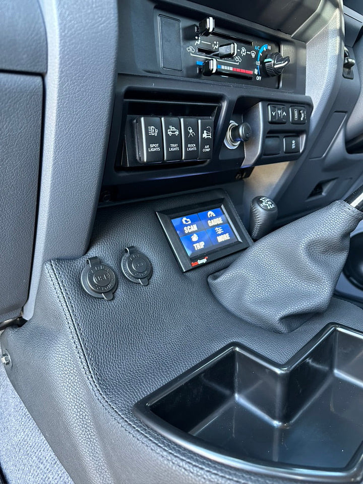 Original Full Length Floor Console with Charging Sockets and Scan Gauge III | TroopCarrier