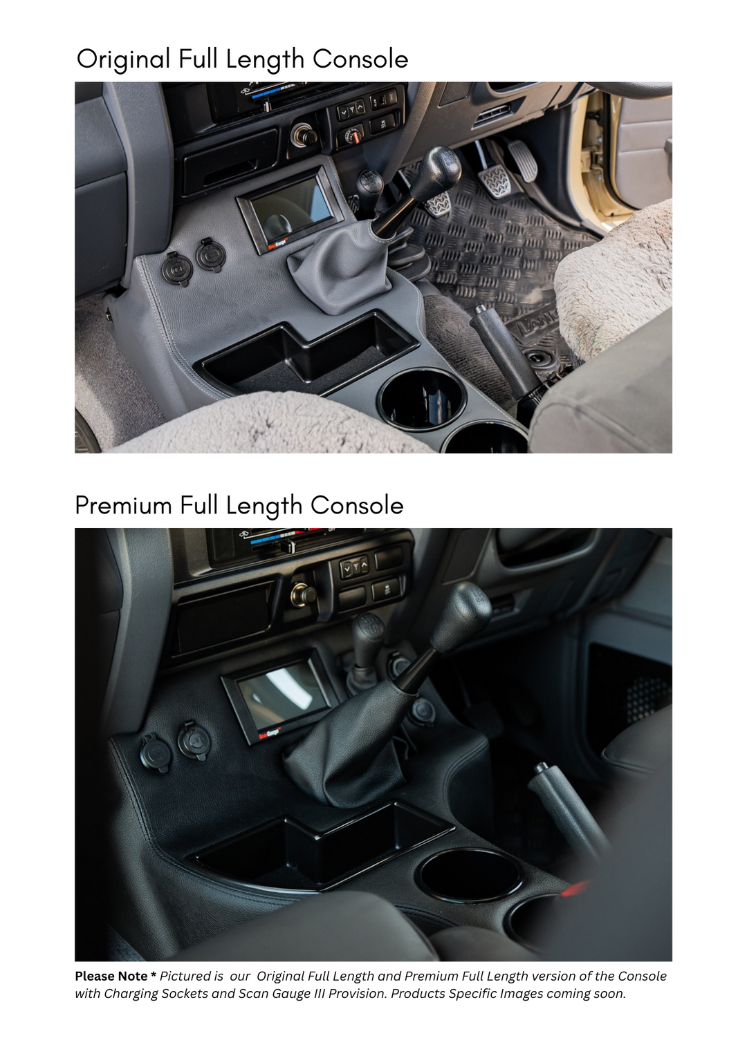 Premium Full Length Console with Charging Sockets & (5) Rocker Switch Panel