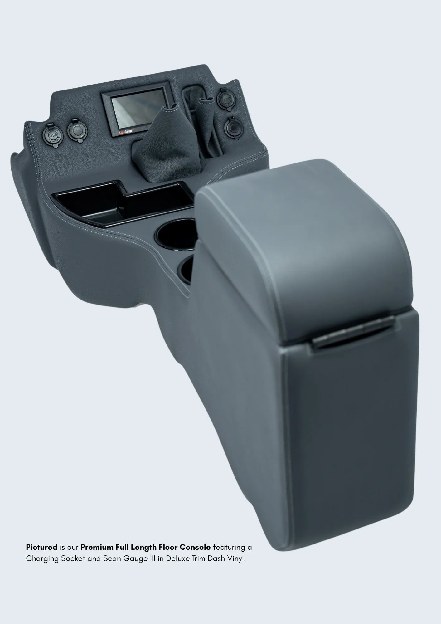 Premium Floor Console - Charging Sockets & Scan Gauge III | TroopCarrier
