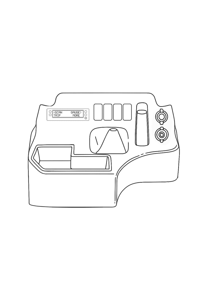 Premium Full Length Floor Console with Scan Gauge II Provision & (4) Rocker Switch Panel | TroopCarrier