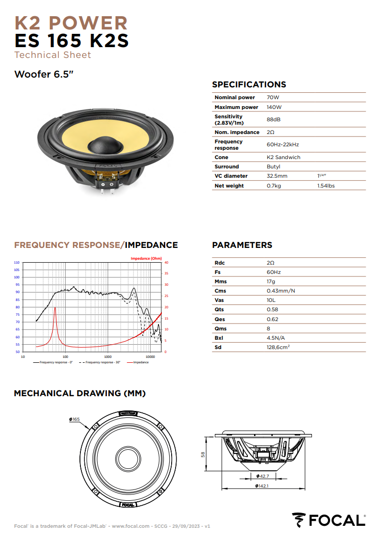 Focal K2 Power ES 165 K2S – 6.5" Shallow-Mount Component Speakers