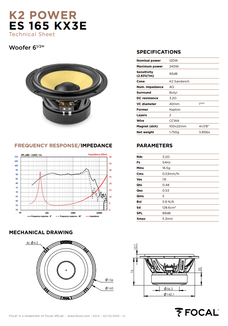 Focal K2 Power ES 165 KX3E – 6.5" 3-Way Component Speakers