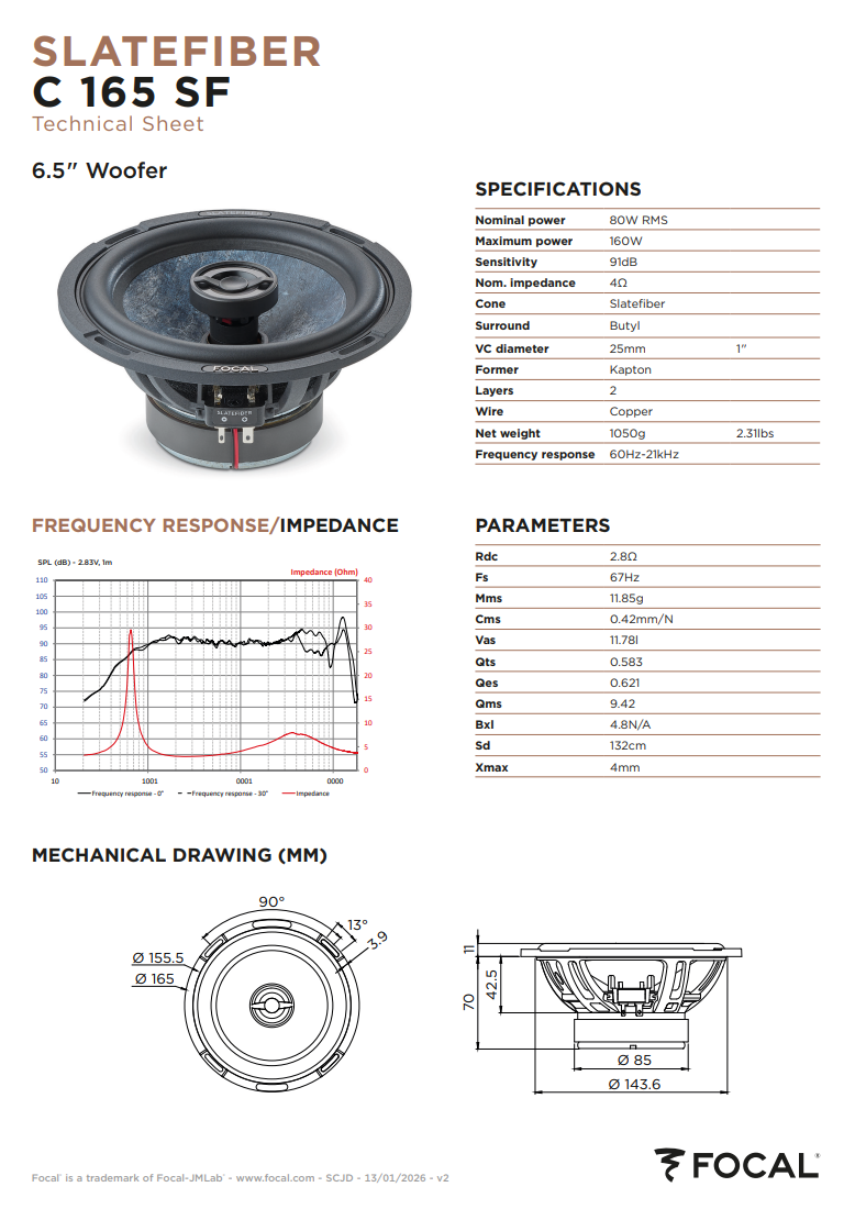 Focal C 165 SF – 6.5" Coaxial Speakers